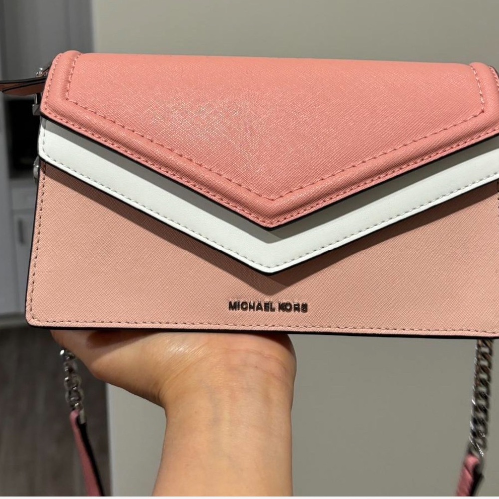 Michael Kors Pink and White Crossbody Bag